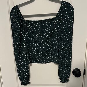 Abercrombie & Fitch Dark Green Polka Dot Blouse
